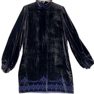 Max Studio Velvet Black & Blue Dress; M